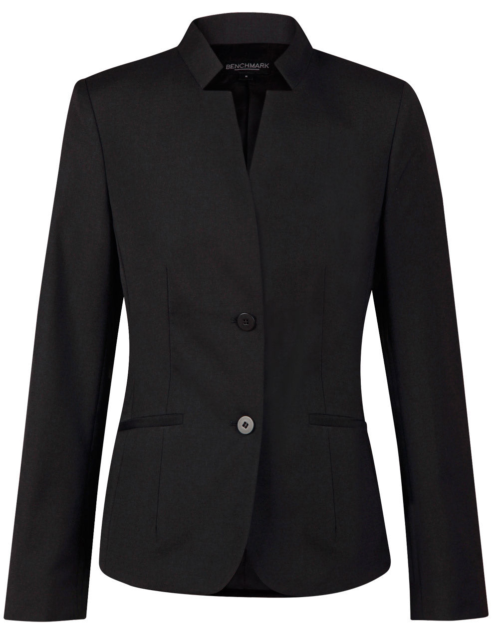 Ladies' Wool Blend Stretch Reverse Lapel Jacket - M9202