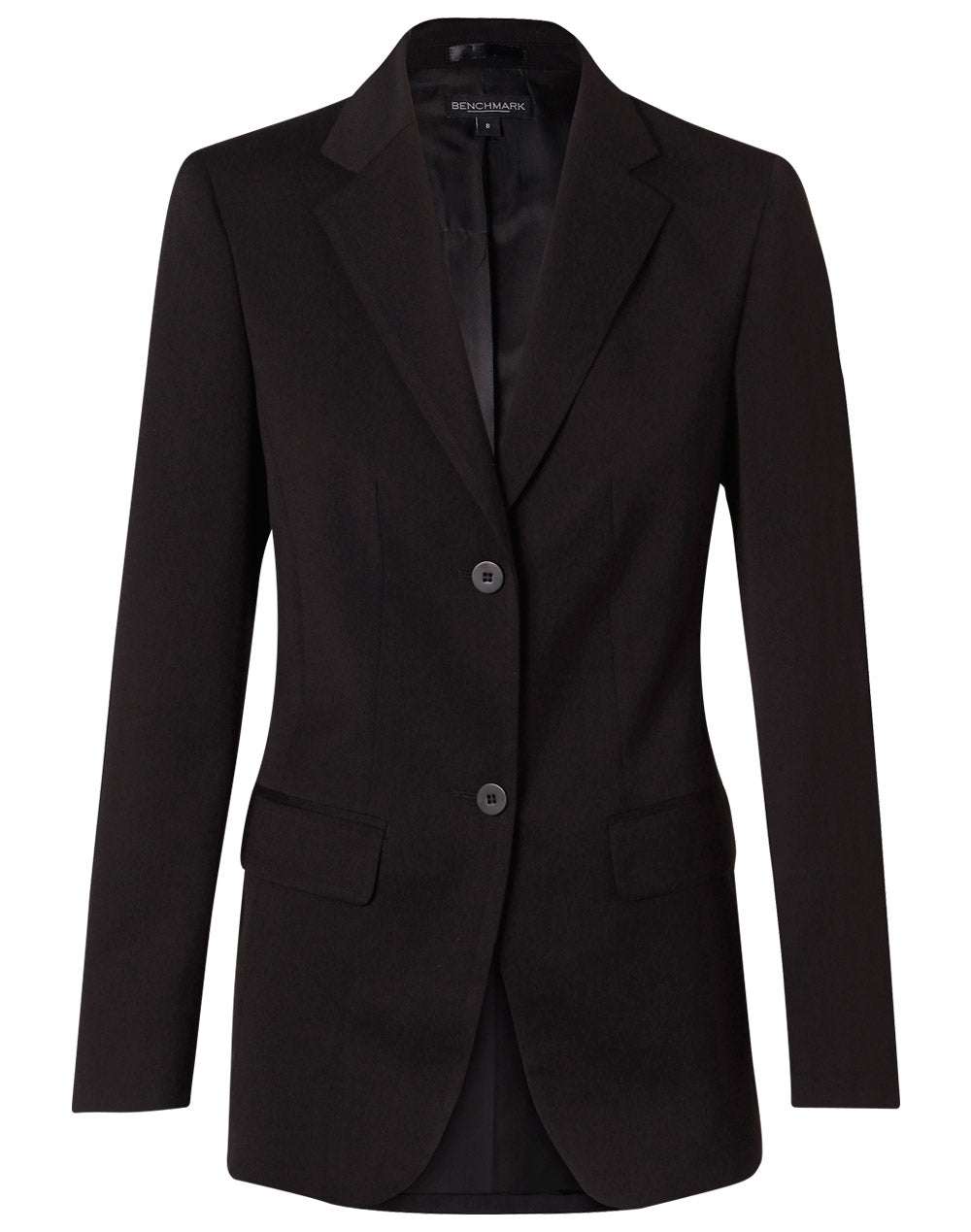 Women's Two Buttons Mid Length Jacket in Poly/Viscose Stretch - M9206