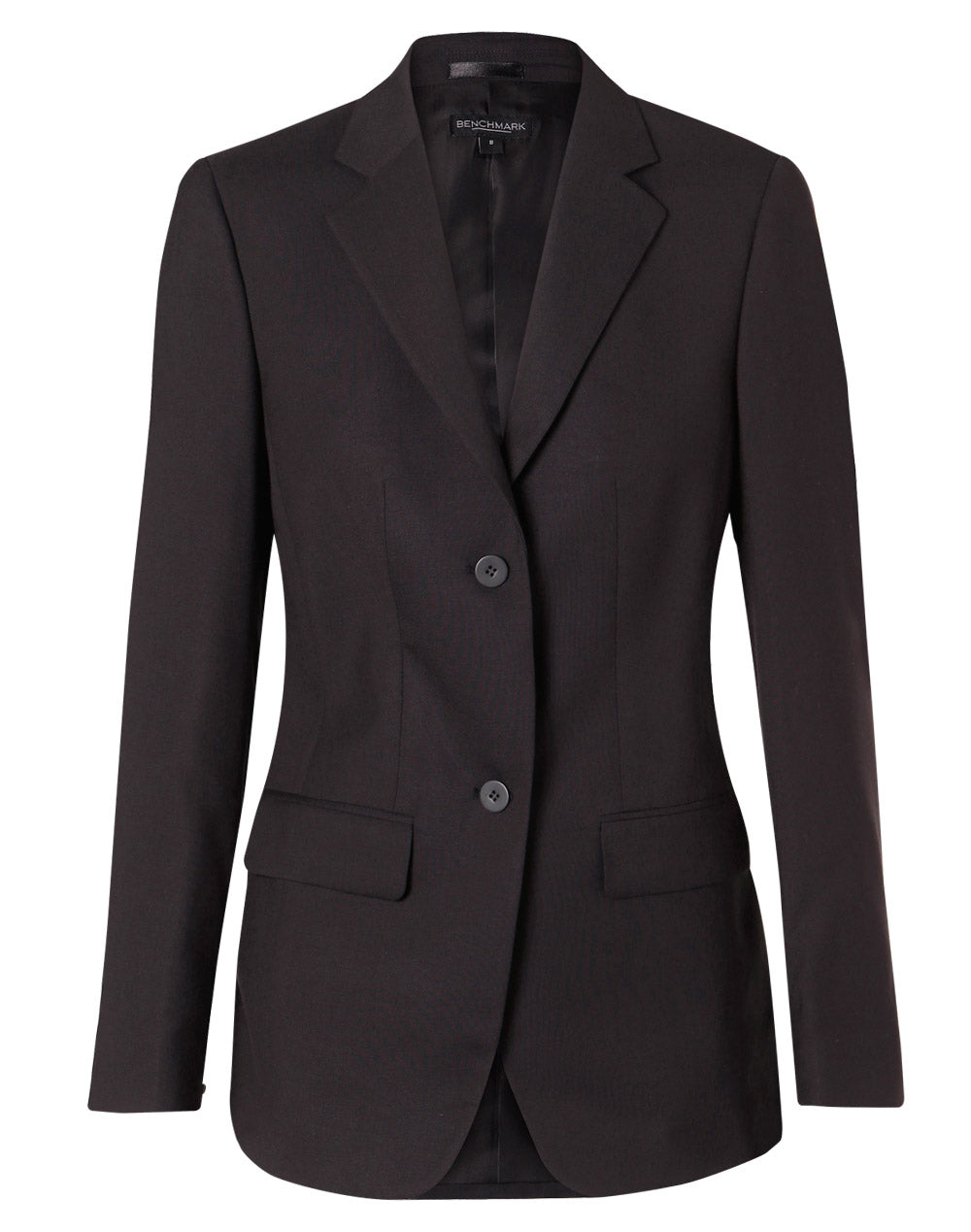 Women's Two Buttons Mid Length Jacket in Poly/Viscose Stretch - M9206