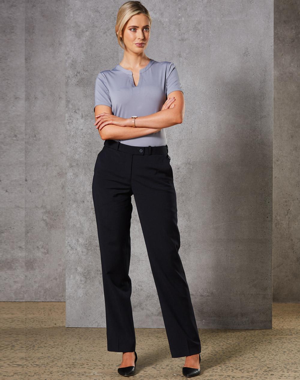 Women's Slim Leg Flexi Waist Pants in Wool Stretch - M9400