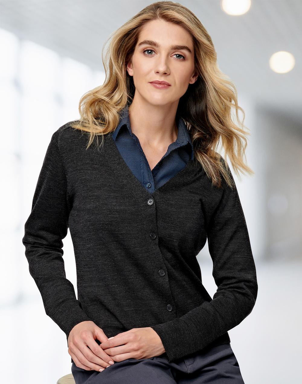 Women's 100% Merino Wool L/S Cardigan - M9602