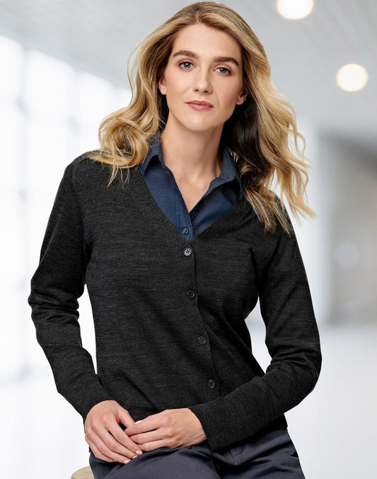 Women's 100% Merino Wool L/S Cardigan - M9602