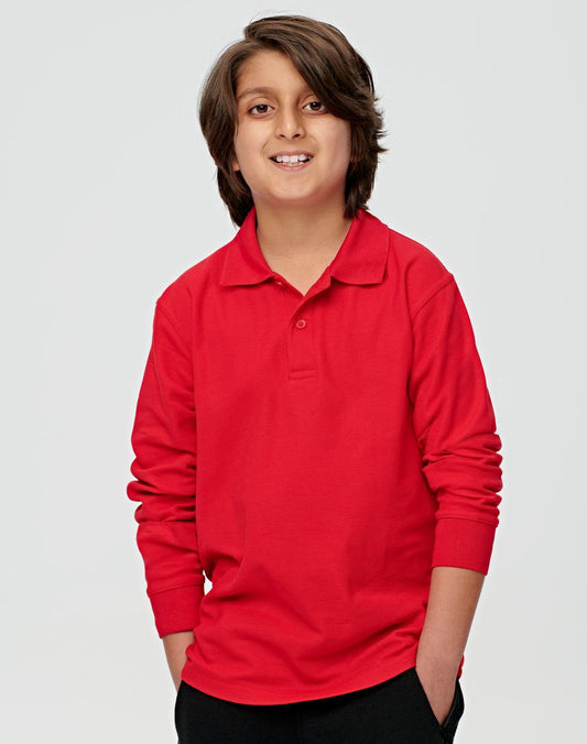 Kids' 240gsm Poly/Cotton Pique L/S Polo - PS12K