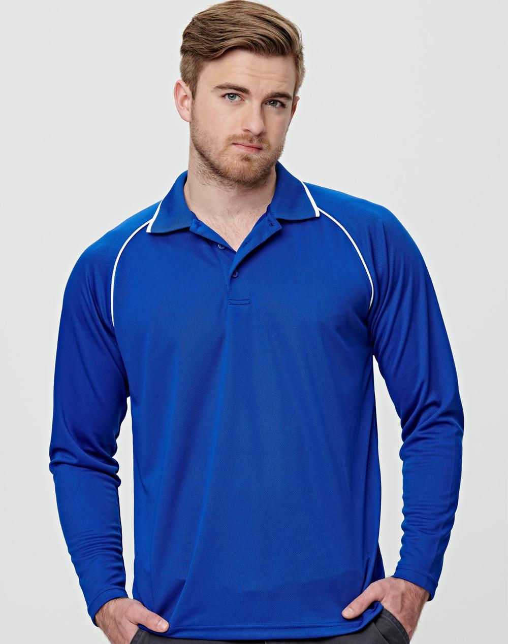 Men's cooldry raglan L/S polo - PS43