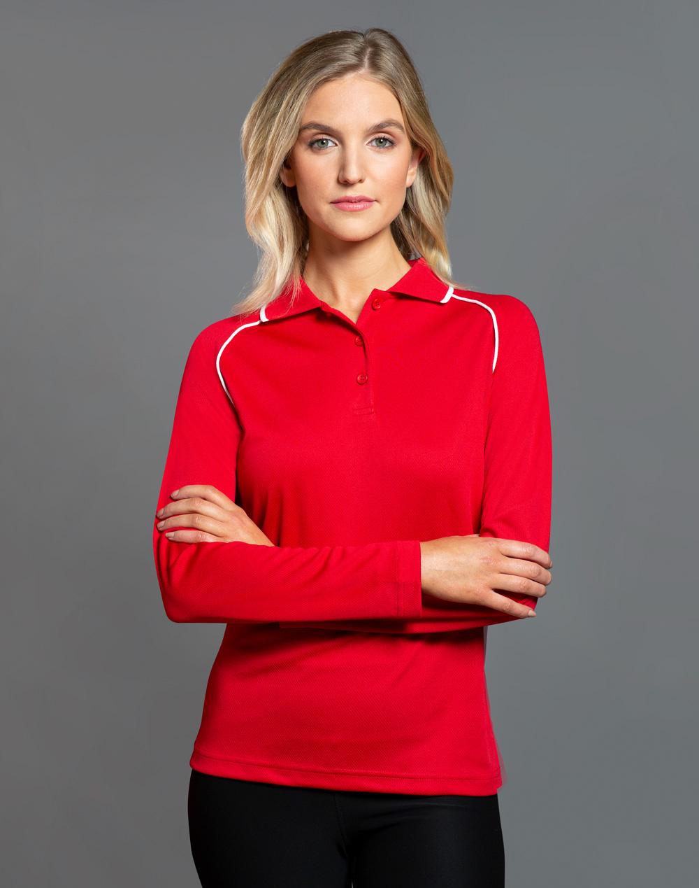 Ladies' cooldry raglan L/S polo - PS44
