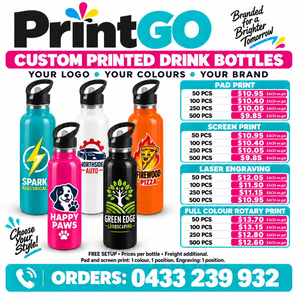 Custom Steel Drink Bottle 750ml from $9.85
