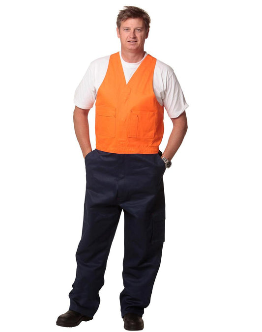 Hi-His Two Tone Men's Cotton Drill Action Back Overall-Stout - SW202