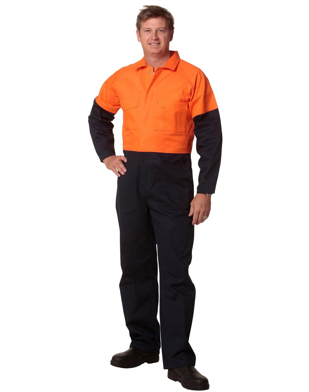 Hi-Vis Two Tone Men's Cotton Drill Coverall-Stout - SW205