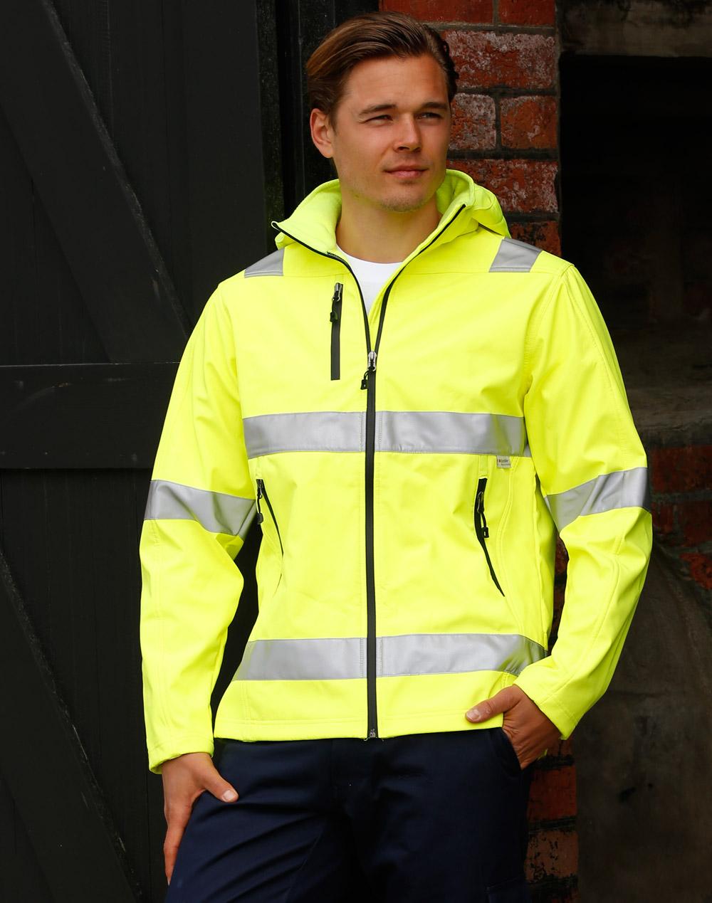 Hi-Vis Softshell Hooded Jacket With 3M Tape - SW30