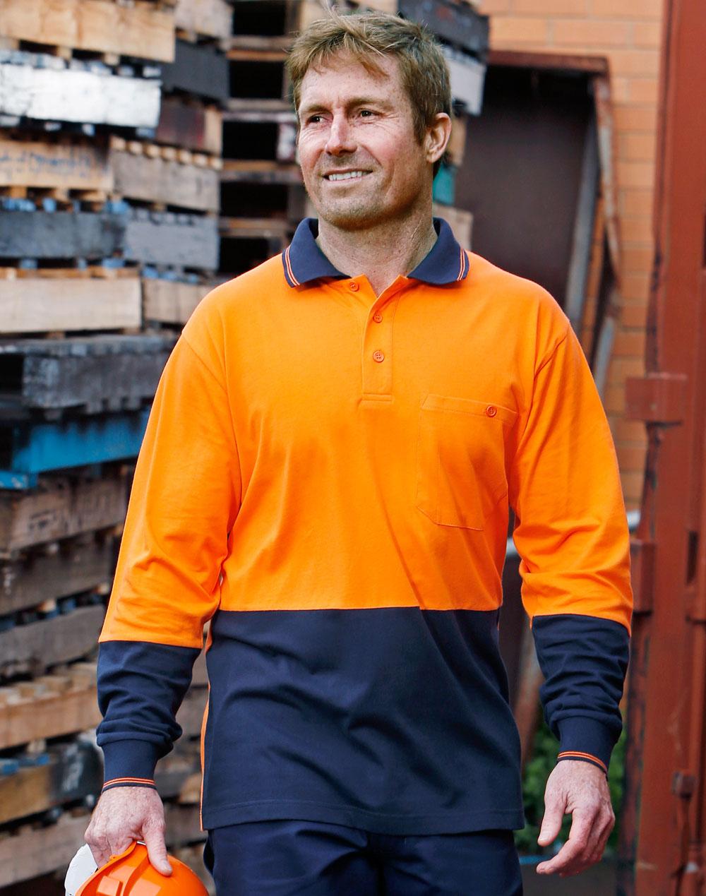 Hi-Vis Cotton Two Tone L/S Safety Polo - SW36