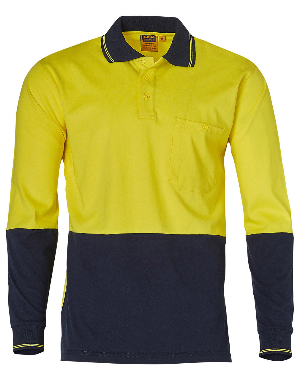 Hi-Vis Cotton Two Tone L/S Safety Polo - SW36