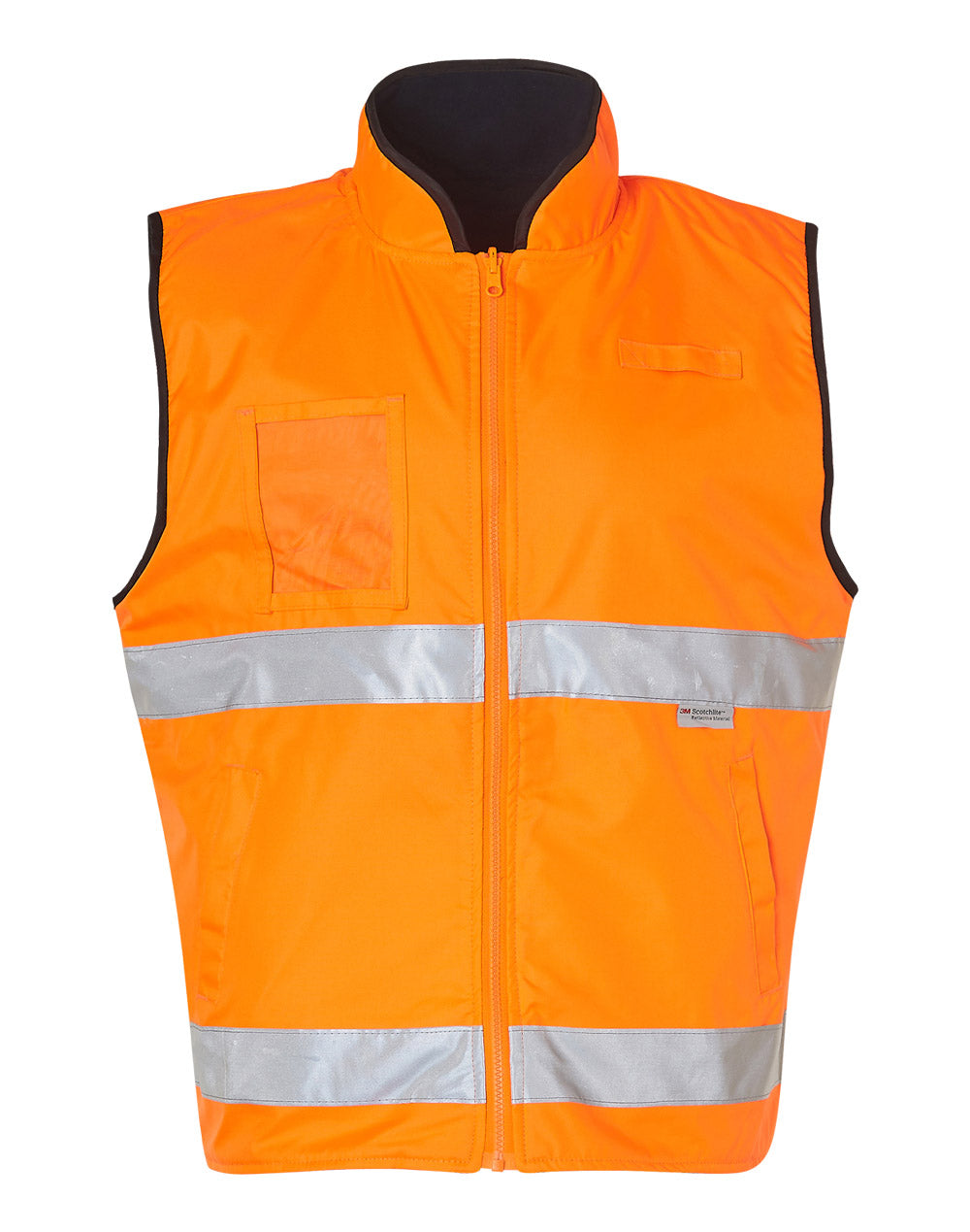 Hi-Vis Reversible Mandarine Collar Safety Vest With 3M Tapes - SW49
