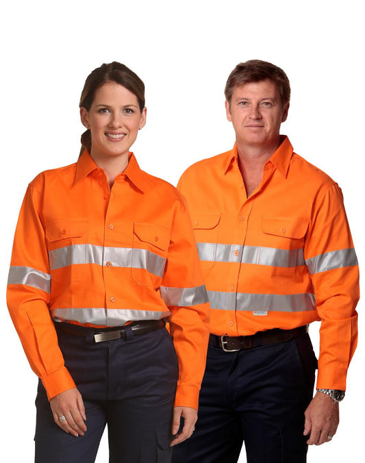Men's Hi-Vis L/S Drill Shirt With 3M Tapes - SW52