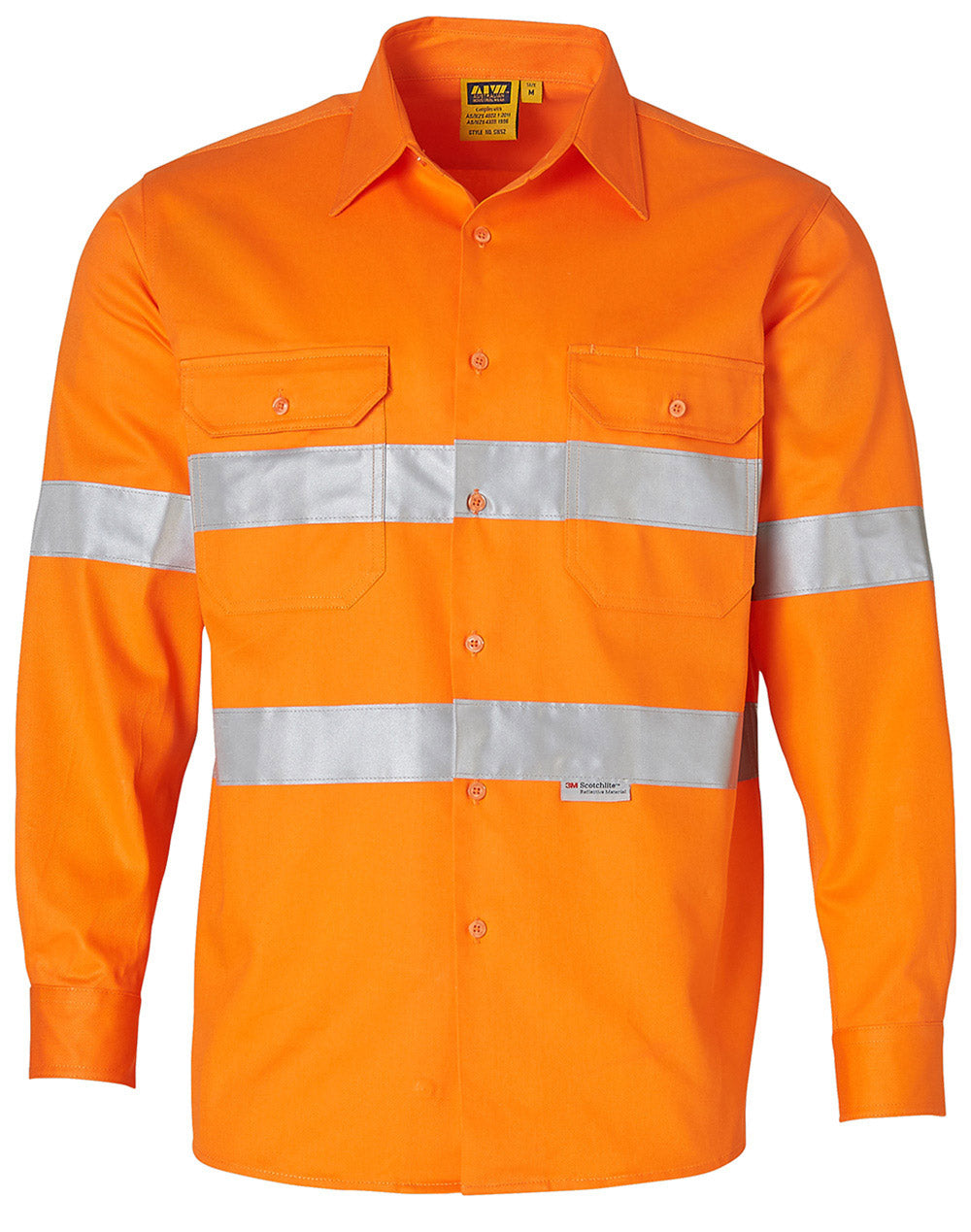 Men's Hi-Vis L/S Drill Shirt With 3M Tapes - SW52