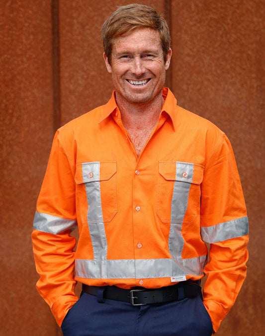 Men's Hi-Vis L/S Drill Shirt With 3M Tapes - SW56