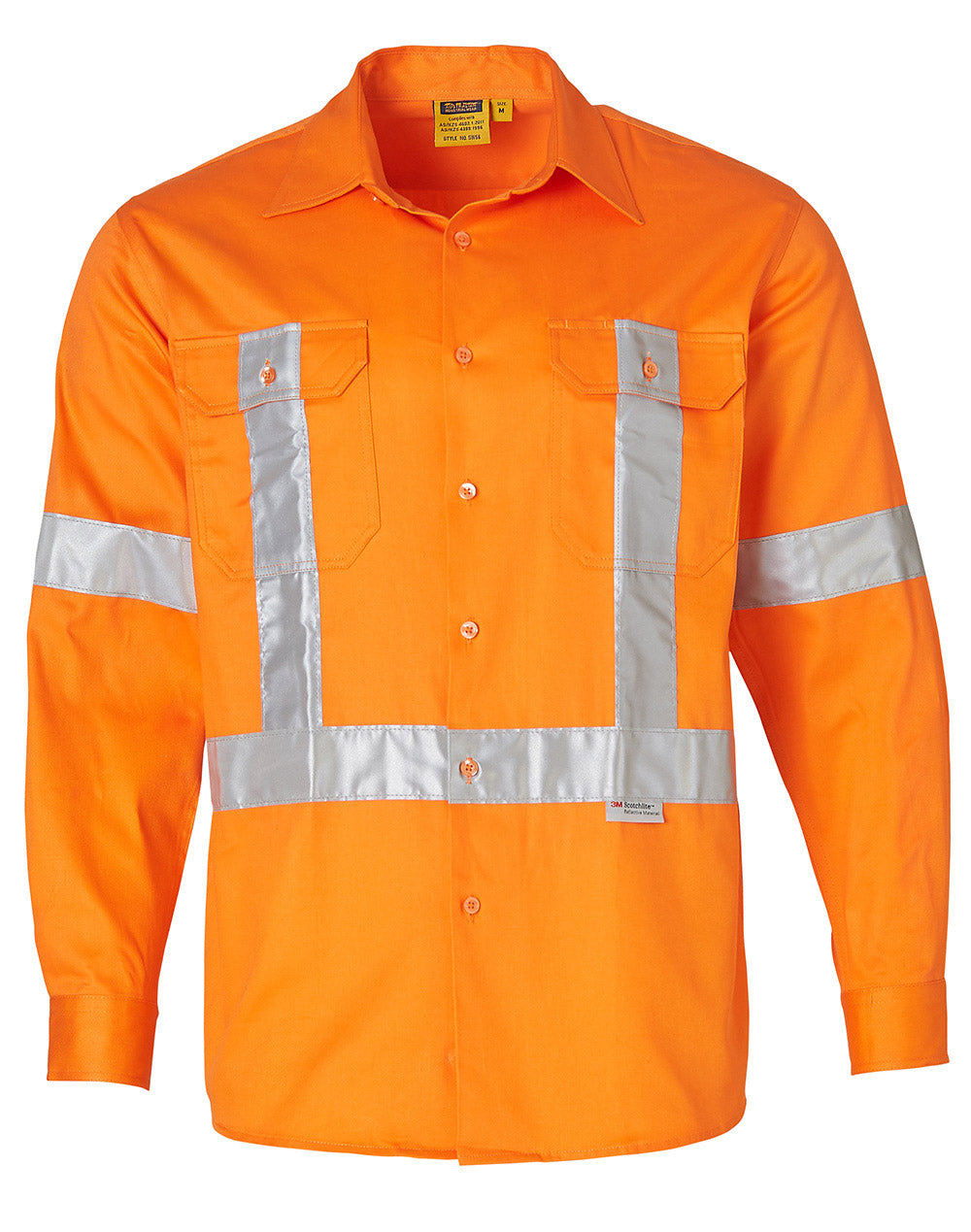 Men's Hi-Vis L/S Drill Shirt With 3M Tapes - SW56