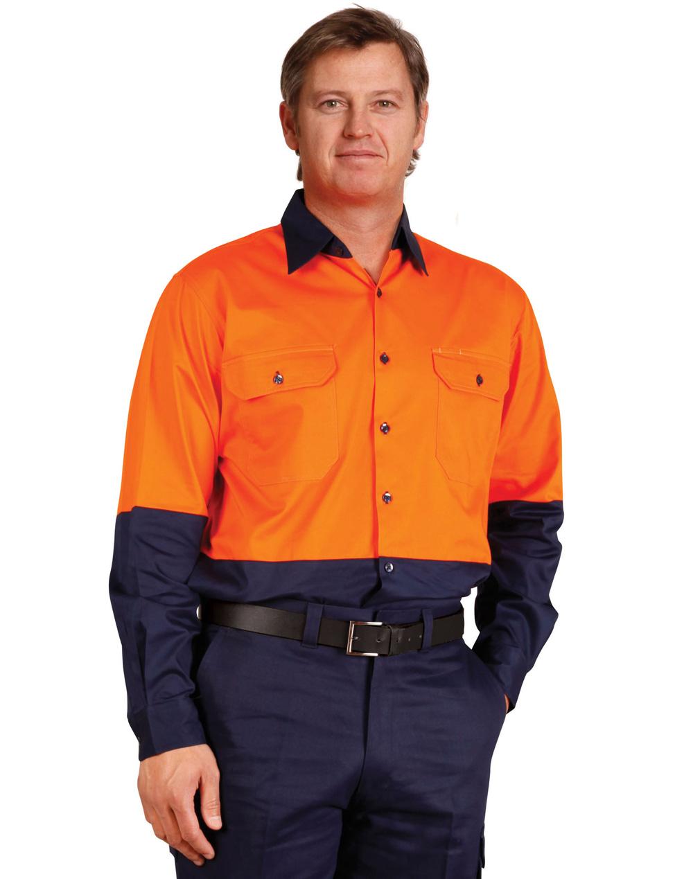 Hi-Vis two tone Cool-Breeze L/S cotton work shirt - SW58