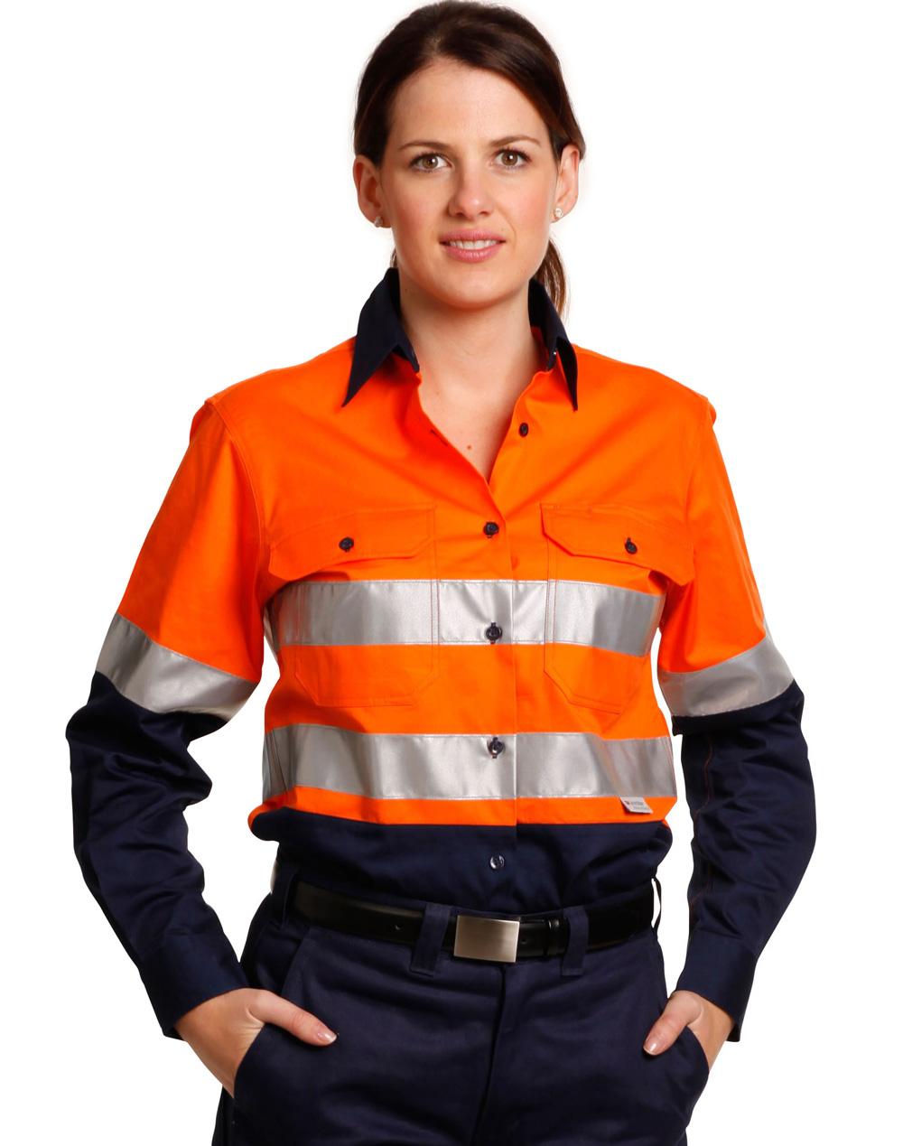 Ladies' Hi-Vis L/S Safety Shirt 3M Tape - SW65