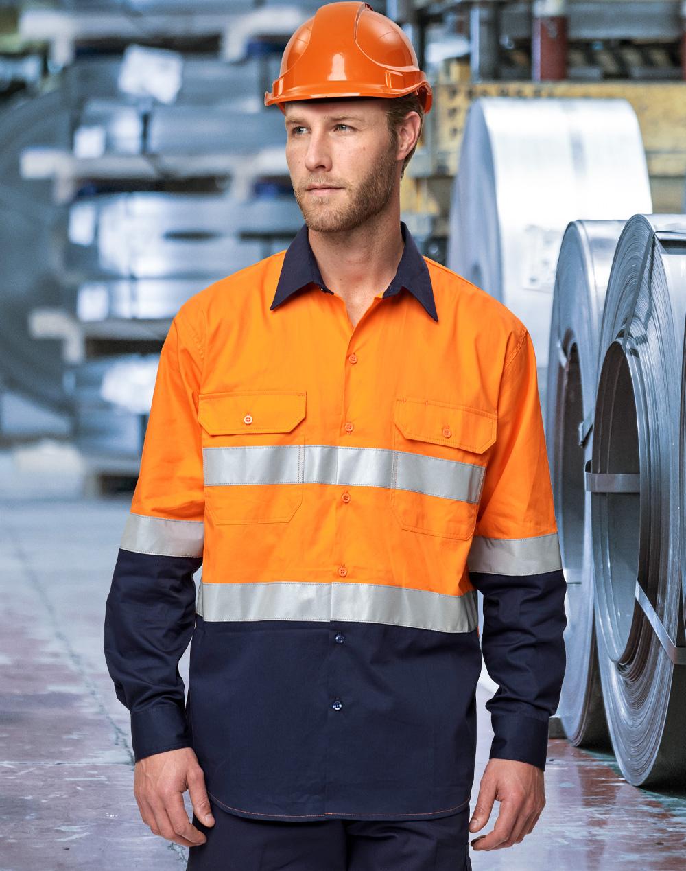Hi-Vis Cool-Breeze Safety L/S Shirt (Generic Tape) - SW82