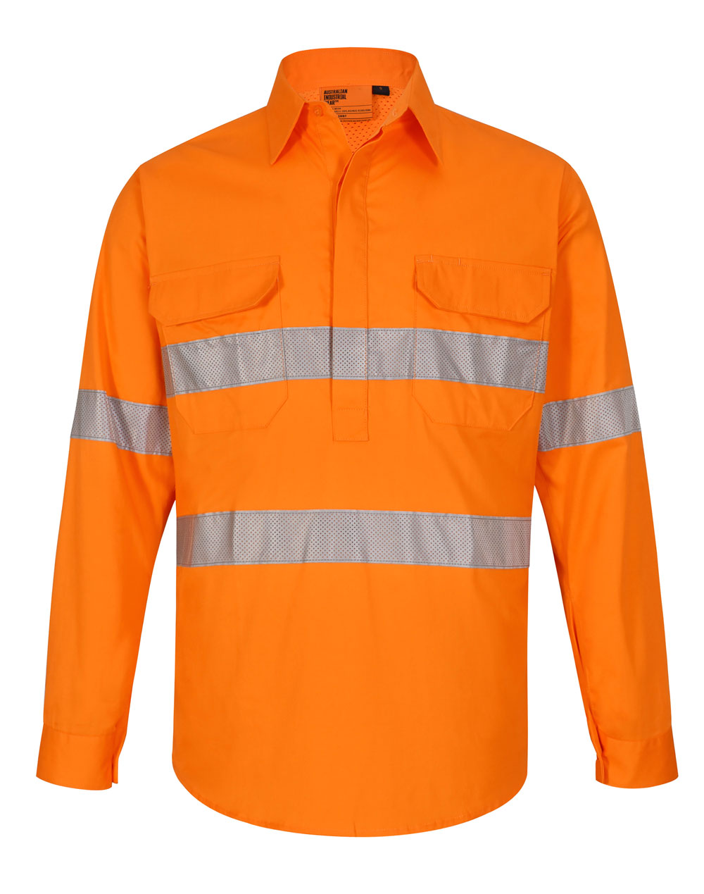 Hi Vis Cool-Breeze Closed Front L/S Shirt (Perforated Tape) - SW87