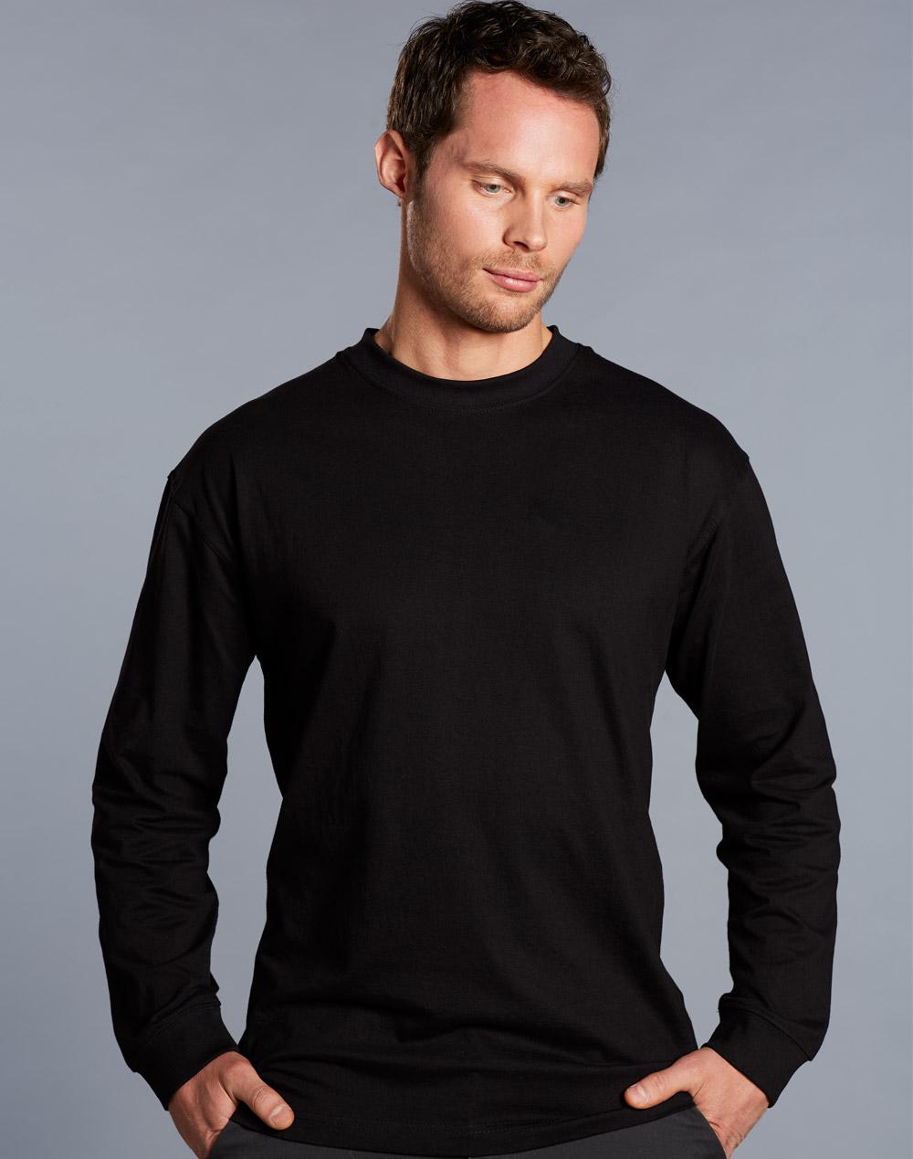 mens cotton crew neck L/S tee - TS02
