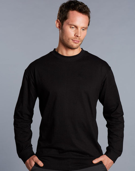 mens cotton crew neck L/S tee - TS02