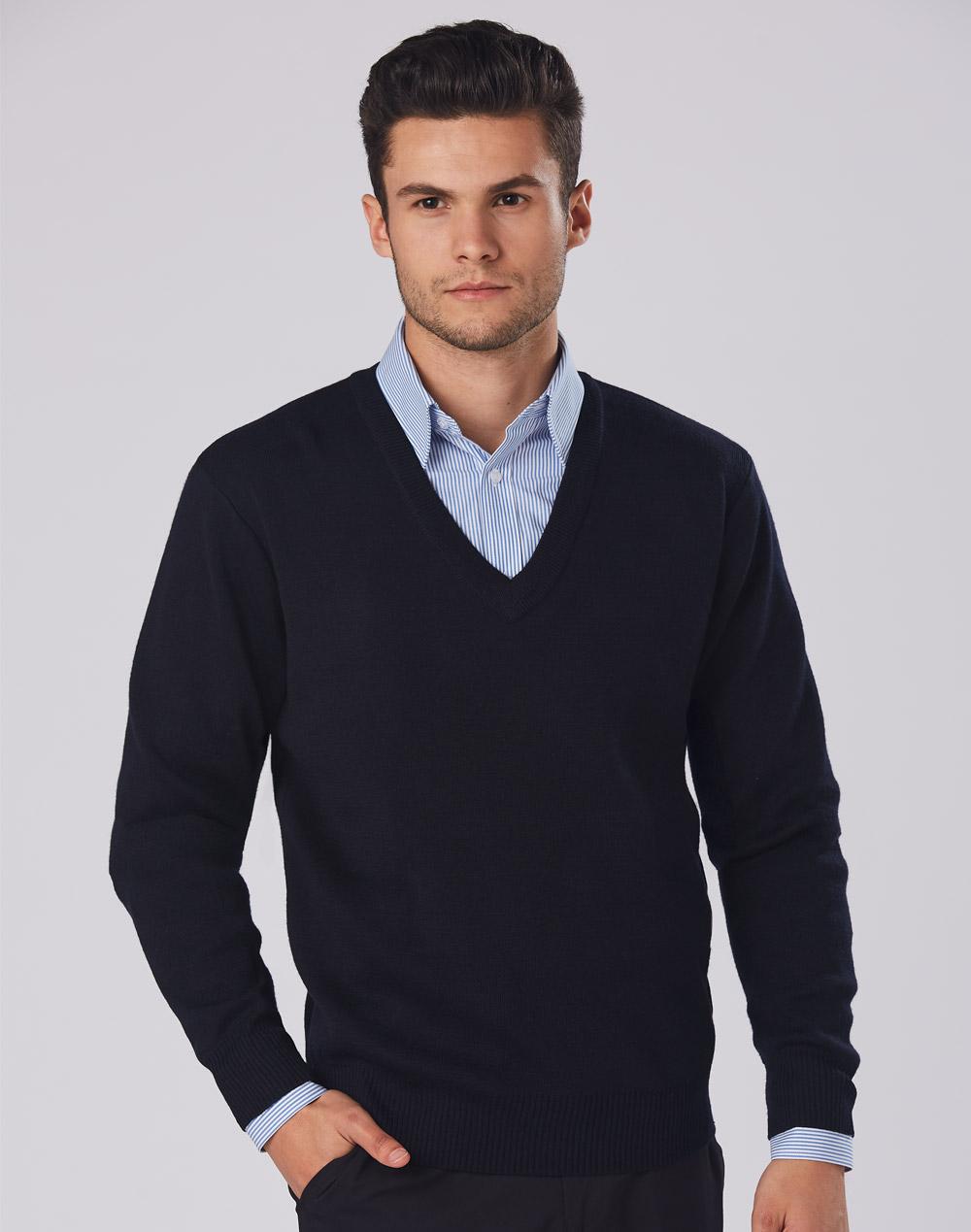 V Neck Wool / Acrylic Knit Jumper - WJ01