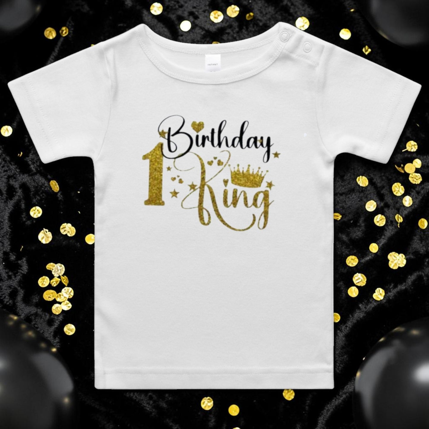 My First Birthday King Gold and Black